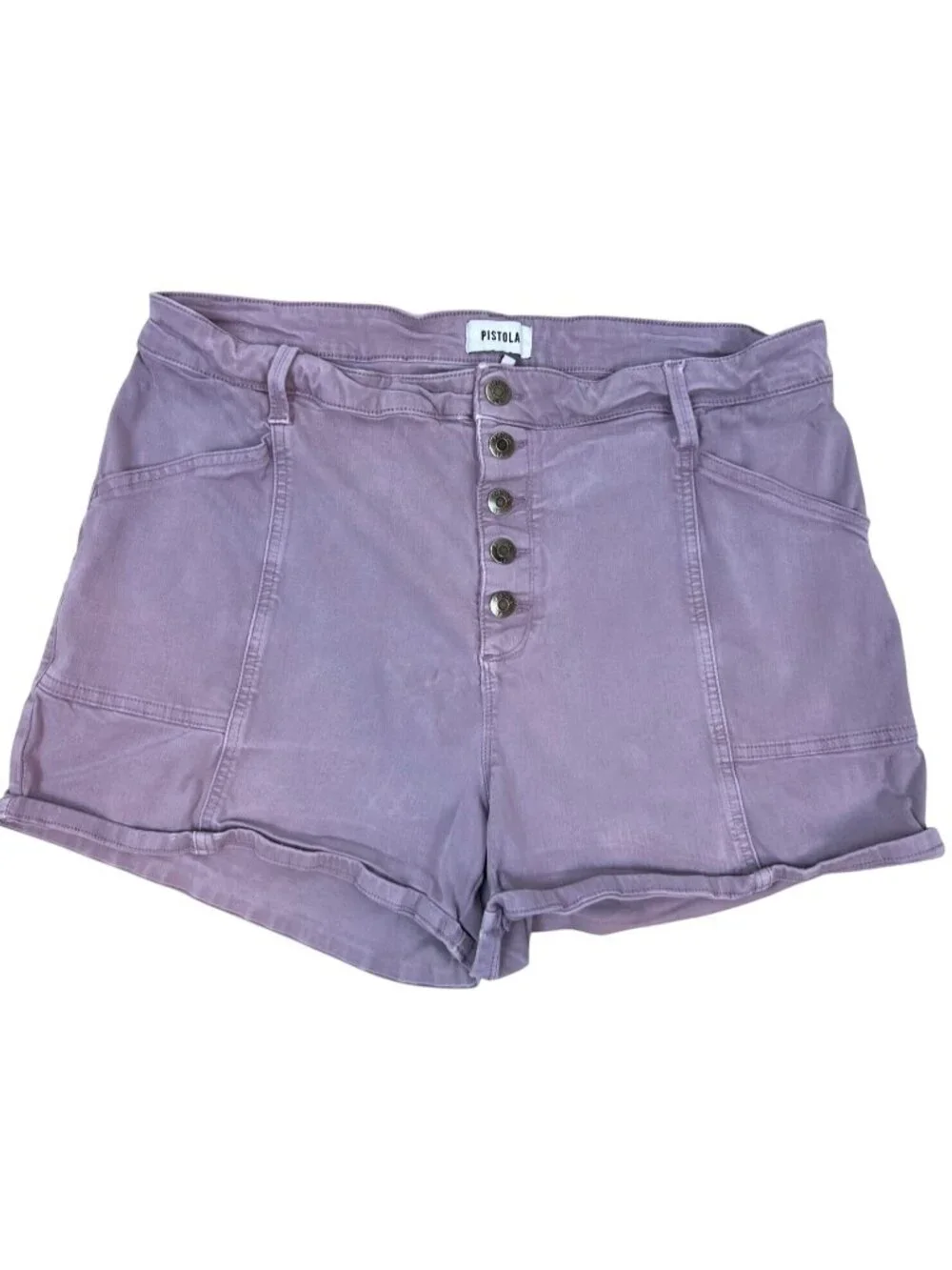 Pistola Women's 18W High Rise Shorts Purple Lavender Button Front Casual Trendy